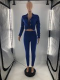 Solid Color Long Sleeve Shirt And Pencil Pant Two Piece Sets LP-66509