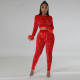 Fashion Long Sleeve Short Tops And Pencil Pant 2 Piece Set CYA-900174