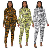 Casual Letter Print Zipper Jumpsuit ASL-6617