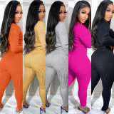 Slim Sweater Long Sleeve Two Piece Pants Set PN-6767