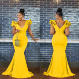 Solid Color V Neck Sleeveless Maxi Dress BY-6078
