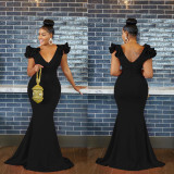 Solid Color V Neck Sleeveless Maxi Dress BY-6078