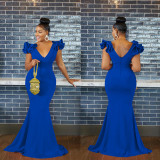 Solid Color V Neck Sleeveless Maxi Dress BY-6078