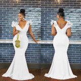Solid Color V Neck Sleeveless Maxi Dress BY-6078