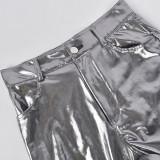 Bright Zipper Tight Sexy Casual Pants GBTF-7291