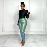 Bright Zipper Tight Sexy Casual Pants GBTF-7291
