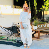 Plus Size Solid Color Backless Loose Jumpsuit NY-2590