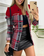 Plus Size Fashion Long Sleeve Print Zipper Coat GSRX-7013
