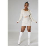 Solid Knits Long Sleeve Sweater Mini Dress GDYF-6912