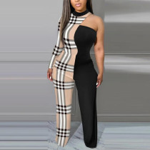 Plus Size Contrast Patchwork Fashion Print Jumpsuit NY-10338