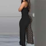 Plus Size Contrast Patchwork Fashion Print Jumpsuit NY-10338