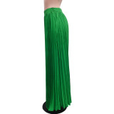 Solid Color High Waist Big Swing Pleated Skirt BGN-0006