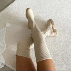 Fashion PU Leather knitted Patchwork Long Boots TWZX-092