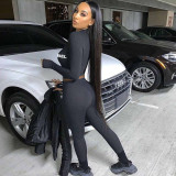 Letters Embroidered Zipper Sports Two Piece Pants Set SH-3864