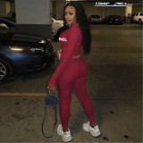 Letters Embroidered Zipper Sports Two Piece Pants Set SH-3864