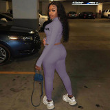 Letters Embroidered Zipper Sports Two Piece Pants Set SH-3864
