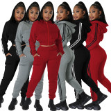 Casual Sports Hooded Coat And Pants Two Piece Set FENF-258