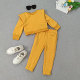 Kids Solid Color Sport Sweatshirt Two Piece Pant Set GMYF-Y6206