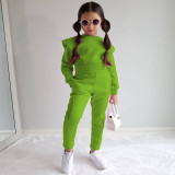 Kids Solid Color Sport Sweatshirt Two Piece Pant Set GMYF-Y6206