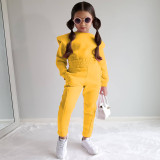 Kids Solid Color Sport Sweatshirt Two Piece Pant Set GMYF-Y6206