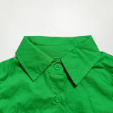 Kids Girls Lantern Sleeve Shirt And Short Two Piece Set GMYF-Y6155