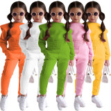 Kids Solid Color Sport Sweatshirt Two Piece Pant Set GMYF-Y6206
