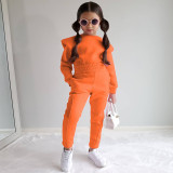 Kids Solid Color Sport Sweatshirt Two Piece Pant Set GMYF-Y6206