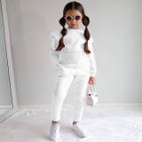 Kids Solid Color Sport Sweatshirt Two Piece Pant Set GMYF-Y6206