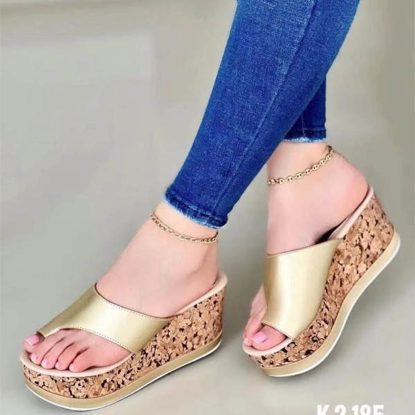 Outdoor Clip-toe Slope Heeled High-heeled Slippers TWZX-R7