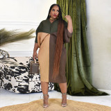 Fashion Print Bat Sleeve Maxi Dress YF-10263