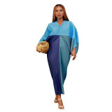 Fashion Print Bat Sleeve Maxi Dress YF-10263