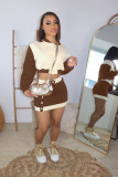 Color Blocking Baseball Jacket And Skirt Sport Two Piece Set WAF-77517