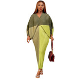 Fashion Print Bat Sleeve Maxi Dress YF-10263