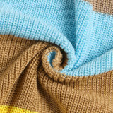 Plus Size Knits Color Blocking Long Sleeve Sweater Cardigan NY-086