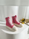Fashion PU Leather Side Zipper Lace-up High-top Canvas Shoes ZPTX-5310P