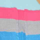 Plus Size Knits Color Blocking Long Sleeve Sweater Cardigan NY-086