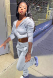 Casual Sport Long Sleeve Hooded Two Piece Pant Set XYF-9189