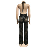 Sexy Sequin Mesh Backless Tassel Jumpsuit BY-6086