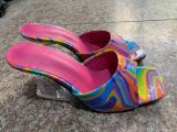 Fashion Square Head High Heel Colorful Slippers TWZX-8806