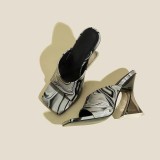 Fashion Square Head High Heel Colorful Slippers TWZX-8806