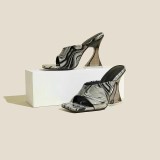 Fashion Square Head High Heel Colorful Slippers TWZX-8806