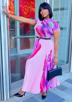 Casual Print Big Swing Long Dress XHXF-8658