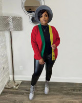 Casual Color Blocking Short Knits Coat TR-1242