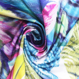 Plus Size Long Sleeve V Neck Split Tie Up Print Dress XHSY-19520