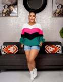 Fashion Long Sleeve Knits Patchwork Pullover ZDF-31268