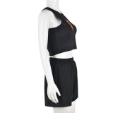 Fashion Embroidery Tank Top And Short Two Piece Set  GBTF-8985