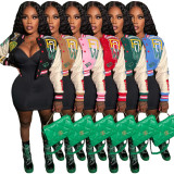 Fashion Print Patchwork Long Sleeve Bassball Jacket YNSF-1877