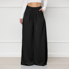 Plus Size Solid Color Loose Wide Leg Pant SH-390443