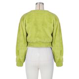Loose Long sleeve Fur Short Jacket ZSD-0561
