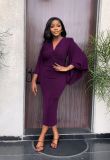 Bating Sleeves V Neck Bodycon Dress  GYLY-9962
